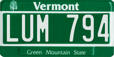 VT license plate LUM794