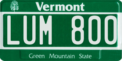 VT license plate LUM800