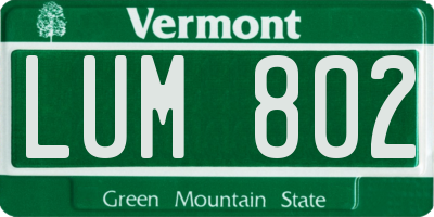 VT license plate LUM802