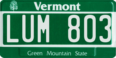VT license plate LUM803
