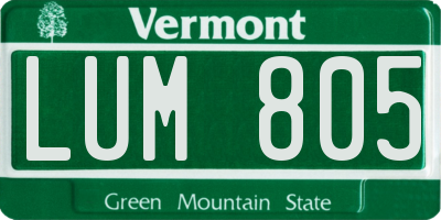 VT license plate LUM805