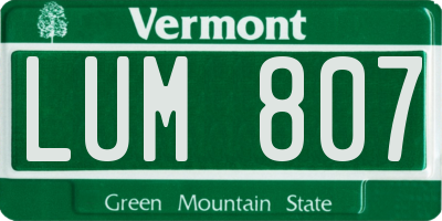 VT license plate LUM807