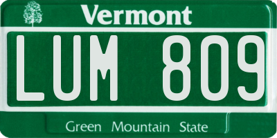 VT license plate LUM809