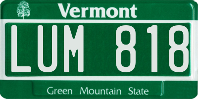 VT license plate LUM818
