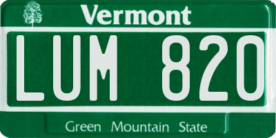 VT license plate LUM820
