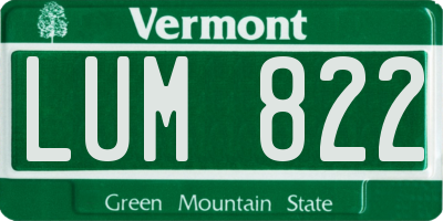 VT license plate LUM822