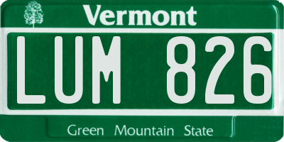 VT license plate LUM826