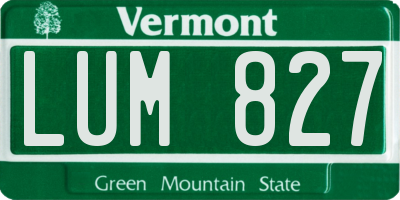 VT license plate LUM827