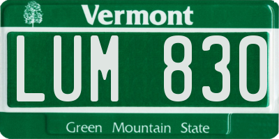 VT license plate LUM830