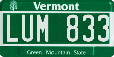 VT license plate LUM833