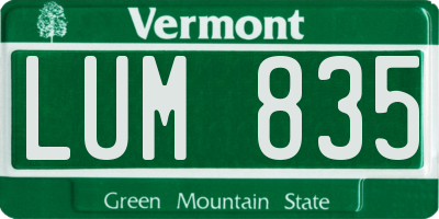 VT license plate LUM835
