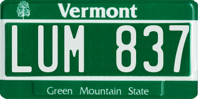 VT license plate LUM837