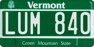 VT license plate LUM840