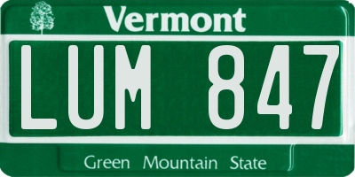 VT license plate LUM847