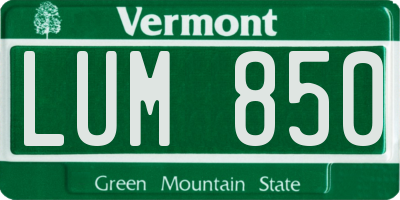 VT license plate LUM850