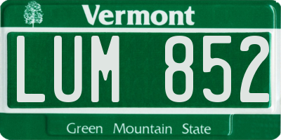 VT license plate LUM852