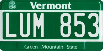 VT license plate LUM853