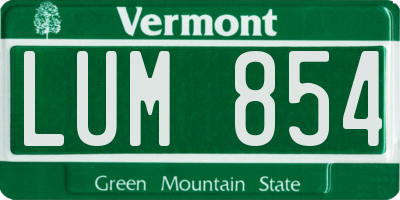 VT license plate LUM854
