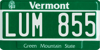 VT license plate LUM855