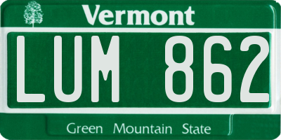 VT license plate LUM862