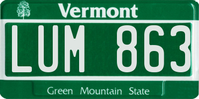 VT license plate LUM863
