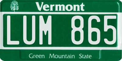 VT license plate LUM865