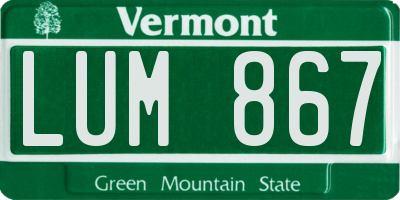 VT license plate LUM867