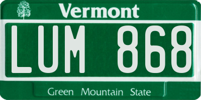 VT license plate LUM868