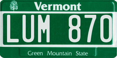 VT license plate LUM870