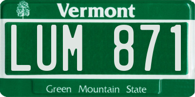 VT license plate LUM871