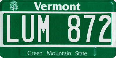 VT license plate LUM872
