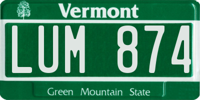 VT license plate LUM874