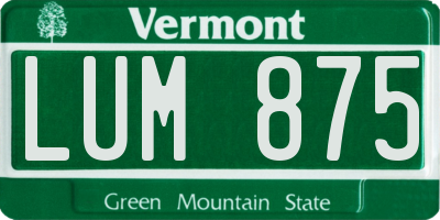 VT license plate LUM875
