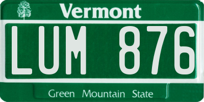 VT license plate LUM876