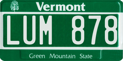 VT license plate LUM878