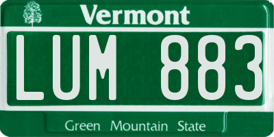 VT license plate LUM883