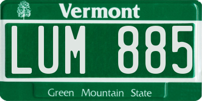 VT license plate LUM885