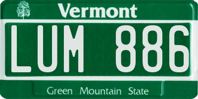 VT license plate LUM886