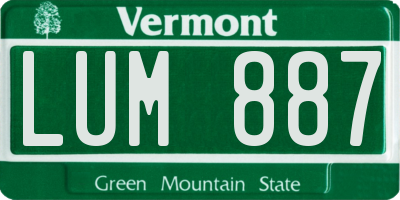 VT license plate LUM887