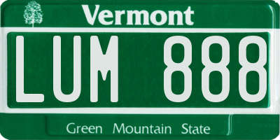 VT license plate LUM888