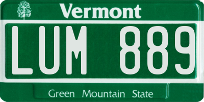 VT license plate LUM889