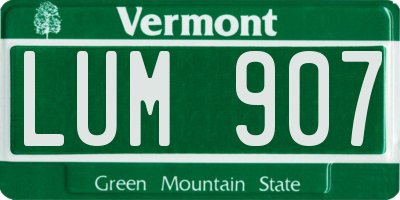 VT license plate LUM907