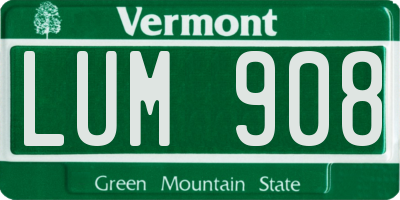 VT license plate LUM908