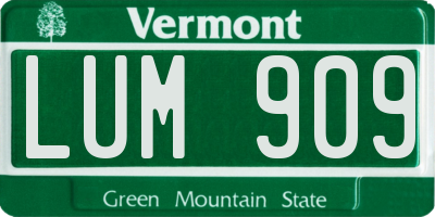 VT license plate LUM909