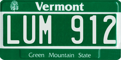 VT license plate LUM912