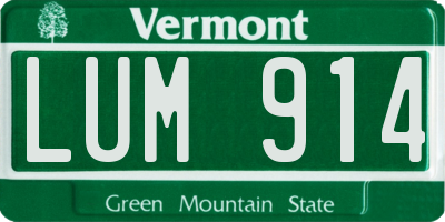 VT license plate LUM914