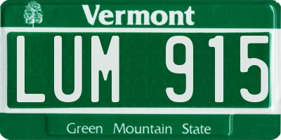 VT license plate LUM915