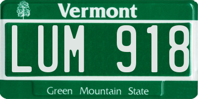 VT license plate LUM918