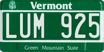 VT license plate LUM925