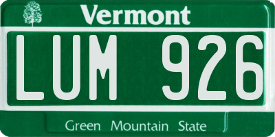 VT license plate LUM926